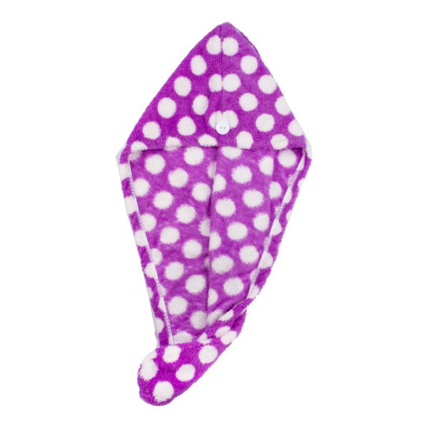 Easy Dry Microfiber Hair Wrap Towel- Purple Polka