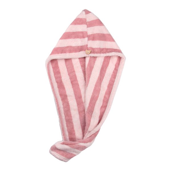 Easy Dry Microfiber Hair Wrap Towel- Coral Pink Stripes