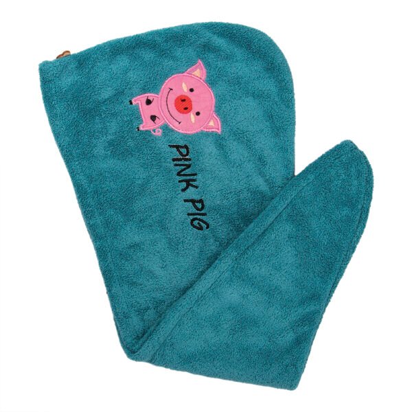 Easy Dry Microfiber Hair Wrap Towel- Piggy Blue