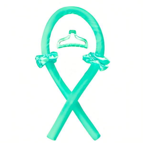 Heatless Satin Hair Curler with Scrunchies and Clip - Green