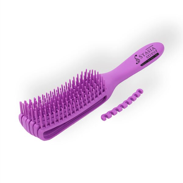Hair Detangler Brush with Spacing Clip - Purple