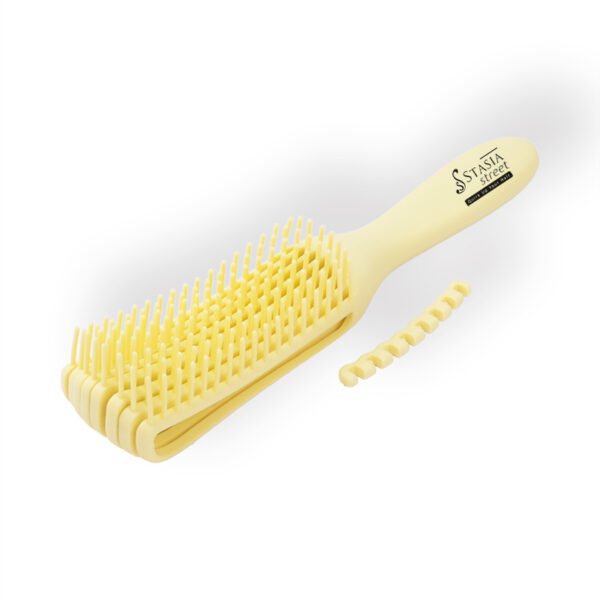 Hair Detangler Brush with Spacing Clip - Yellow