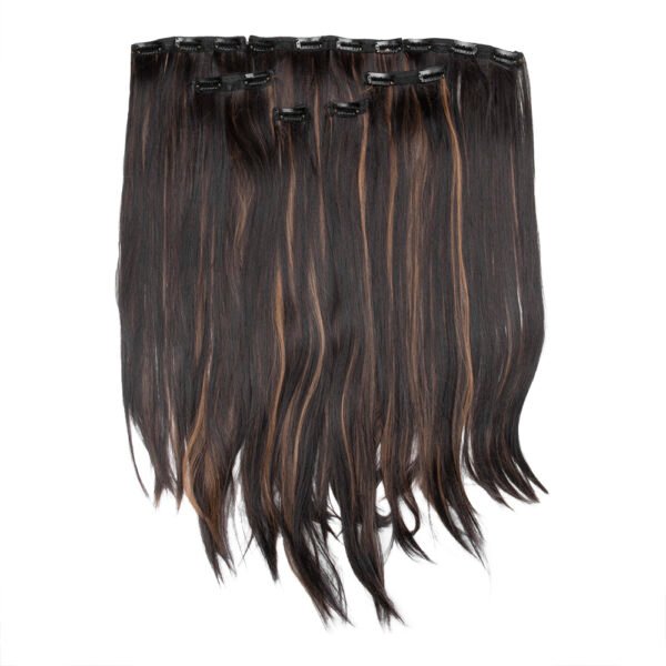 24 Inch Straight 7 Set Golden Highlights Volumizer Clip-In Hair Extensions