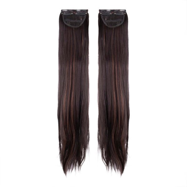 24 Inch Straight Side Patches Copper Highlights Clip-In Hair Extensions (2pcs Set)