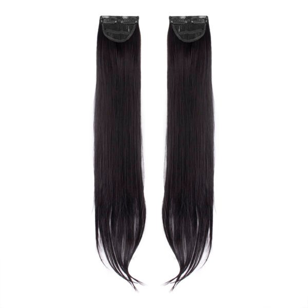 24 Inch Straight Side Patches Natural Black Clip-In Hair Extensions (2pcs Set)